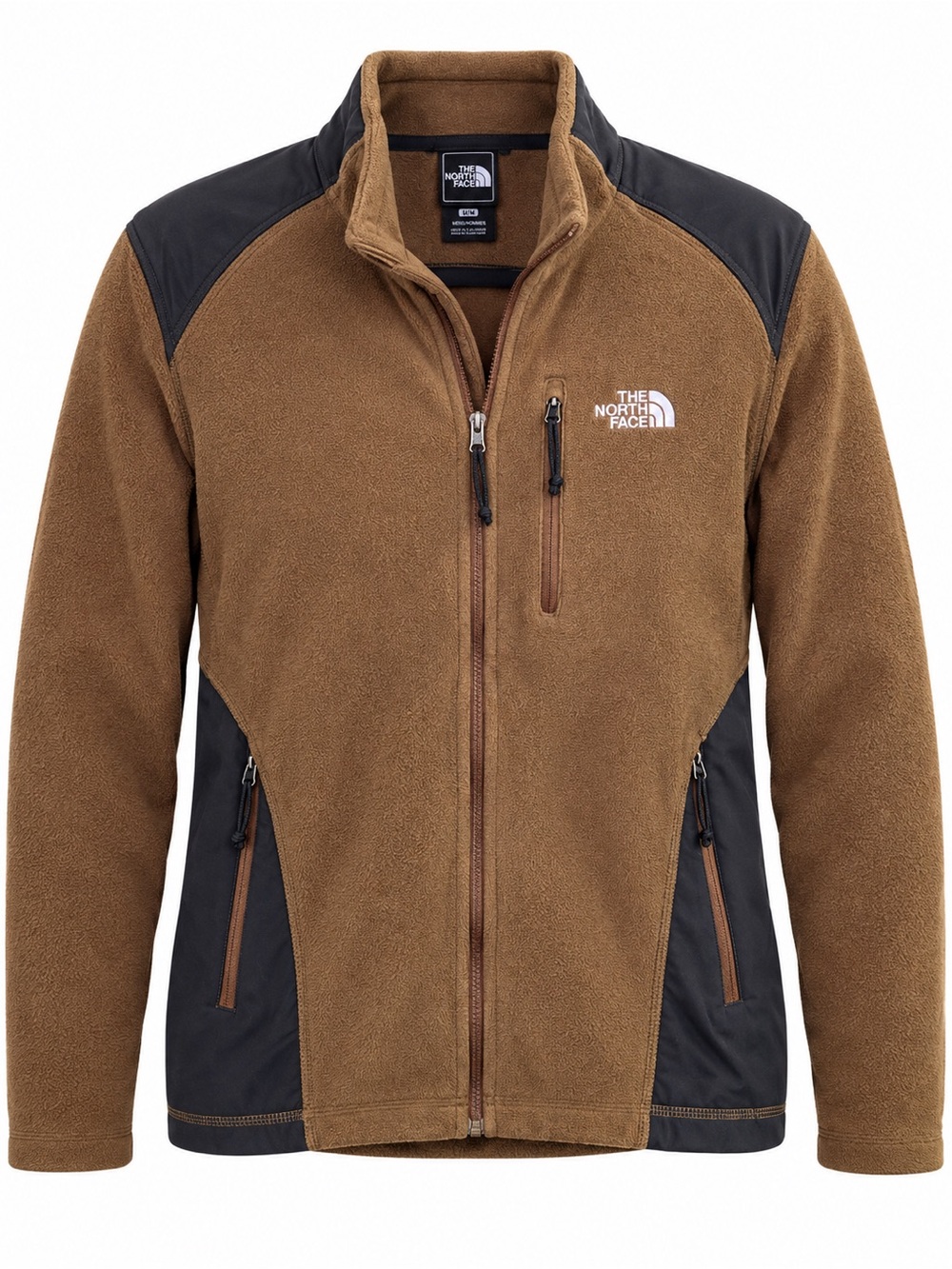 The North Face Mens Small Brown Black Full Zip Technical Fleece Jacket A1W4
